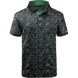 imageZITY Golf Polo Shirts for Men Short Sleeve Athletic Tennis TShirtBlack Green