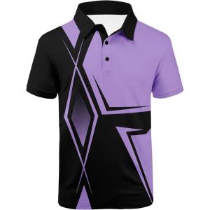 imageZITY Golf Polo Shirts for Men Short Sleeve Athletic Tennis TShirtBlack Purple