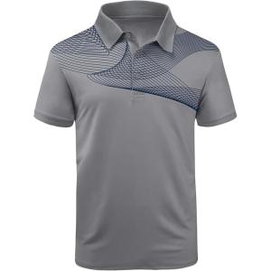 imageZITY Golf Polo Shirts for Men Short Sleeve Athletic Tennis TShirtGrey