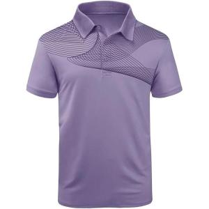 imageZITY Golf Polo Shirts for Men Short Sleeve Athletic Tennis TShirtLight Purple