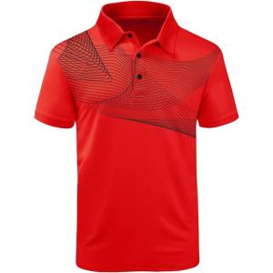 imageZITY Golf Polo Shirts for Men Short Sleeve Athletic Tennis TShirtRed Black