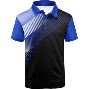 imageZITY Mens Golf Shirt Short Sleeve Sport Moisture Wicking Performance Print Golf Polo Shirts for Men Collared Casual TShirtDeep Blue