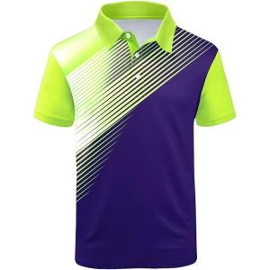 imageZITY Mens Golf Shirt Short Sleeve Sport Moisture Wicking Performance Print Golf Polo Shirts for Men Collared Casual TShirtGreen White Blue