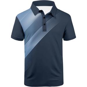 imageZITY Mens Golf Shirt Short Sleeve Sport Moisture Wicking Performance Print Golf Polo Shirts for Men Collared Casual TShirtHemp Grey Blue