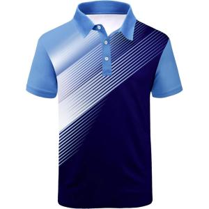 imageZITY Mens Golf Shirt Short Sleeve Sport Moisture Wicking Performance Print Golf Polo Shirts for Men Collared Casual TShirtSapphire Blue