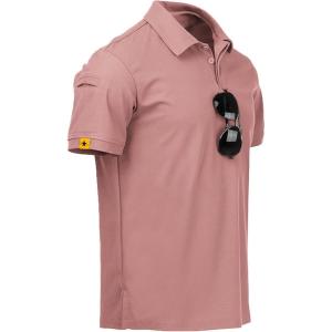 imageZITY Mens Polo Shirt Short Sleeve Sports Tactical TShirt Athletic Golf Polos Daily Casual Stylish Collared Shirts for MenAsh Pink