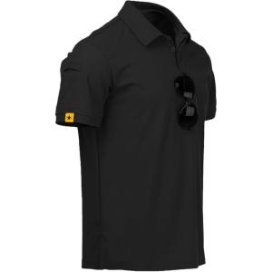 imageZITY Mens Polo Shirt Short Sleeve Sports Tactical TShirt Athletic Golf Polos Daily Casual Stylish Collared Shirts for MenBlack