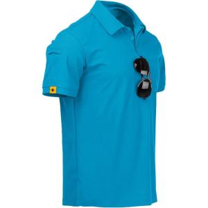 imageZITY Mens Polo Shirt Short Sleeve Sports Tactical TShirt Athletic Golf Polos Daily Casual Stylish Collared Shirts for MenBluegreen