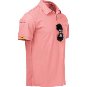 imageZITY Mens Polo Shirt Short Sleeve Sports Tactical TShirt Athletic Golf Polos Daily Casual Stylish Collared Shirts for MenCoral Red