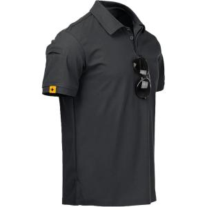 imageZITY Mens Polo Shirt Short Sleeve Sports Tactical TShirt Athletic Golf Polos Daily Casual Stylish Collared Shirts for MenDark Grey