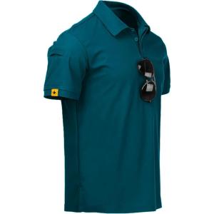 imageZITY Mens Polo Shirt Short Sleeve Sports Tactical TShirt Athletic Golf Polos Daily Casual Stylish Collared Shirts for MenDark Teal Blue