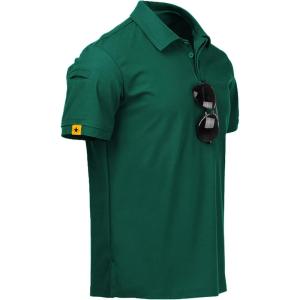 imageZITY Mens Polo Shirt Short Sleeve Sports Tactical TShirt Athletic Golf Polos Daily Casual Stylish Collared Shirts for MenForest Green