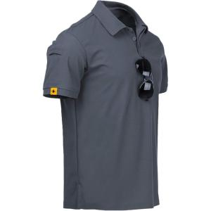 imageZITY Mens Polo Shirt Short Sleeve Sports Tactical TShirt Athletic Golf Polos Daily Casual Stylish Collared Shirts for MenGrey
