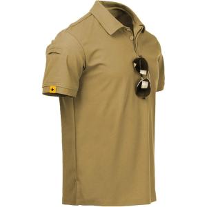 imageZITY Mens Polo Shirt Short Sleeve Sports Tactical TShirt Athletic Golf Polos Daily Casual Stylish Collared Shirts for MenKhaki