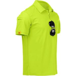 imageZITY Mens Polo Shirt Short Sleeve Sports Tactical TShirt Athletic Golf Polos Daily Casual Stylish Collared Shirts for MenLemon Green