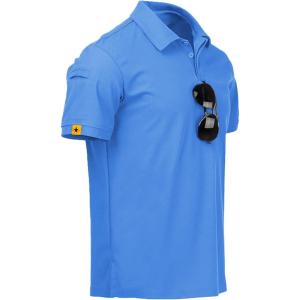 imageZITY Mens Polo Shirt Short Sleeve Sports Tactical TShirt Athletic Golf Polos Daily Casual Stylish Collared Shirts for MenLightblue