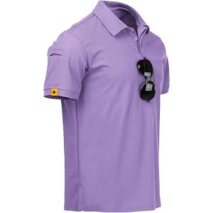 imageZITY Mens Polo Shirt Short Sleeve Sports Tactical TShirt Athletic Golf Polos Daily Casual Stylish Collared Shirts for MenLilac