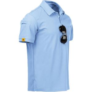 imageZITY Mens Polo Shirt Short Sleeve Sports Tactical TShirt Athletic Golf Polos Daily Casual Stylish Collared Shirts for MenMoonblue