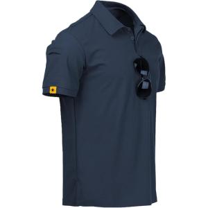 imageZITY Mens Polo Shirt Short Sleeve Sports Tactical TShirt Athletic Golf Polos Daily Casual Stylish Collared Shirts for MenNavy