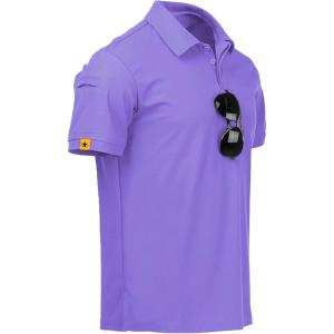 imageZITY Mens Polo Shirt Short Sleeve Sports Tactical TShirt Athletic Golf Polos Daily Casual Stylish Collared Shirts for MenPurple