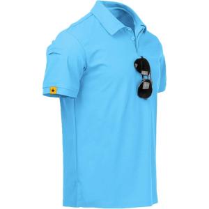 imageZITY Mens Polo Shirt Short Sleeve Sports Tactical TShirt Athletic Golf Polos Daily Casual Stylish Collared Shirts for MenSkyblue