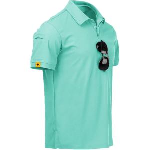 imageZITY Mens Polo Shirt Short Sleeve Sports Tactical TShirt Athletic Golf Polos Daily Casual Stylish Collared Shirts for MenTurquoise Blue