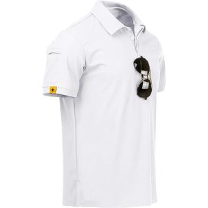 imageZITY Mens Polo Shirt Short Sleeve Sports Tactical TShirt Athletic Golf Polos Daily Casual Stylish Collared Shirts for MenWhite