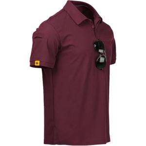 imageZITY Mens Polo Shirt Short Sleeve Sports Tactical TShirt Athletic Golf Polos Daily Casual Stylish Collared Shirts for MenWine Red