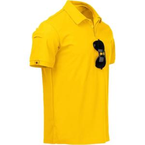 imageZITY Mens Polo Shirt Short Sleeve Sports Tactical TShirt Athletic Golf Polos Daily Casual Stylish Collared Shirts for MenYellow