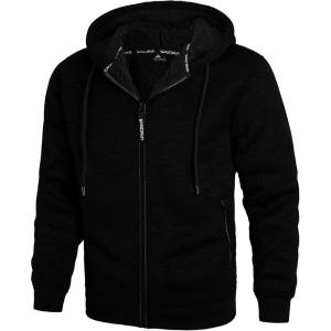 imageZITY Mens Zip Up Hoodie Heavyweight Winter Sweatshirt Fleece Sherpa Lined Warm JacketCharcoal Black