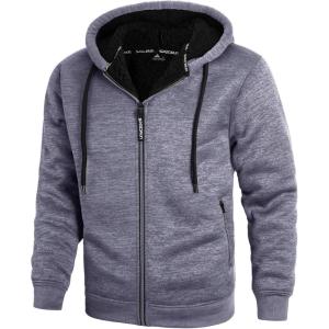 imageZITY Mens Zip Up Hoodie Heavyweight Winter Sweatshirt Fleece Sherpa Lined Warm JacketCharcoal Heather Grey