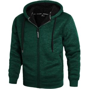 imageZITY Mens Zip Up Hoodie Heavyweight Winter Sweatshirt Fleece Sherpa Lined Warm JacketHeather Green