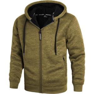 imageZITY Mens Zip Up Hoodie Heavyweight Winter Sweatshirt Fleece Sherpa Lined Warm JacketHeather Yellow