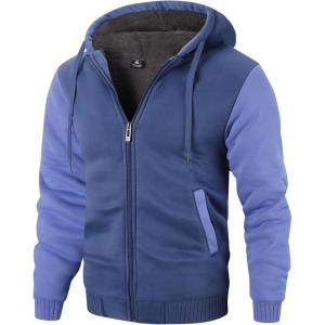 imageZITY Mens Zip Up Hoodie Heavyweight Winter Sweatshirt Fleece Sherpa Lined Warm JacketPurpleLight Purple