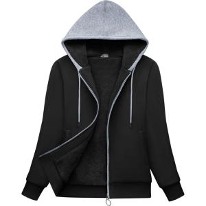 imageZITY Womens Hoodies Fleece Jacket Winter Sherpa Lined SweatshirtBlack Grey