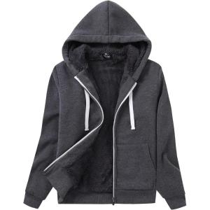 imageZITY Womens Hoodies Fleece Jacket Winter Sherpa Lined SweatshirtCharcoal Gray