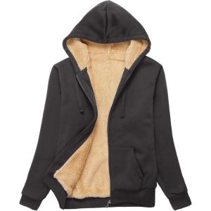 imageZITY Womens Hoodies Fleece Jacket Winter Sherpa Lined SweatshirtDark Grey