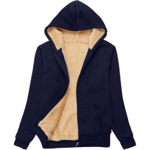 imageZITY Womens Hoodies Fleece Jacket Winter Sherpa Lined SweatshirtNavy