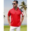 imageZITY Mens Flag Golf Polo Shirts Short Sleeve Tactical Collared Shirt Men Outdoor Moisture Wicking ShirtsRed