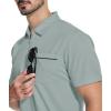 imageZITY Mens Polo Shirts Quarter Zip Shirts Casual Classic Lightweight Short Sleeve Golf Collared Shirt with PocketGrey