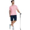 imageZITY Mens Polo Shirts Quarter Zip Shirts Casual Classic Lightweight Short Sleeve Golf Collared Shirt with PocketPink