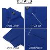 imageZITY Mens Polo Shirts Quarter Zip Shirts Casual Classic Lightweight Short Sleeve Golf Collared Shirt with PocketRoyal Blue