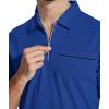 imageZITY Mens Polo Shirts Quarter Zip Shirts Casual Classic Lightweight Short Sleeve Golf Collared Shirt with PocketRoyal Blue