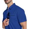 imageZITY Mens Polo Shirts Quarter Zip Shirts Casual Classic Lightweight Short Sleeve Golf Collared Shirt with PocketRoyal Blue
