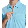 imageZITY Mens Polo Shirts Quarter Zip Shirts Casual Classic Lightweight Short Sleeve Golf Collared Shirt with PocketSky Blue