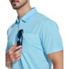 imageZITY Mens Polo Shirts Quarter Zip Shirts Casual Classic Lightweight Short Sleeve Golf Collared Shirt with PocketSky Blue