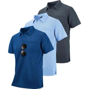 imageZITY 3 Pack Polo Shirts for Men with Pocket Short Sleeve Moisture Wicking Outdoor Tactical Shirt Summer Casual