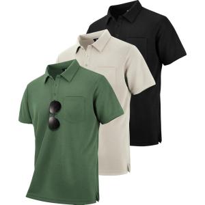 imageZITY 3 Pack Polo Shirts for Men with Pocket Short Sleeve Moisture Wicking Outdoor Tactical Shirt Summer CasualApricotarmy Greenblack