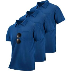 imageZITY 3 Pack Polo Shirts for Men with Pocket Short Sleeve Moisture Wicking Outdoor Tactical Shirt Summer CasualRoyal Blueroyal Blueroyal Blue