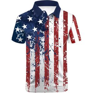 imageZITY Mens Flag Golf Polo Shirts Short Sleeve Tactical Collared Shirt Men Outdoor Moisture Wicking ShirtsWine Red